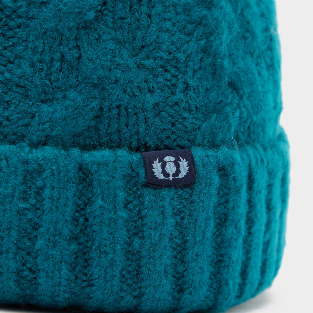 Chunky Knit Bobble Hat  Ocean Blue