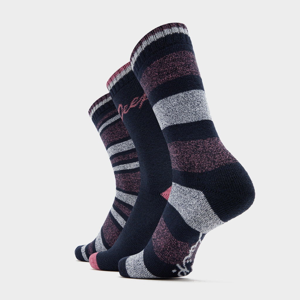 Womens Stripe Socks 3 Pack Navy