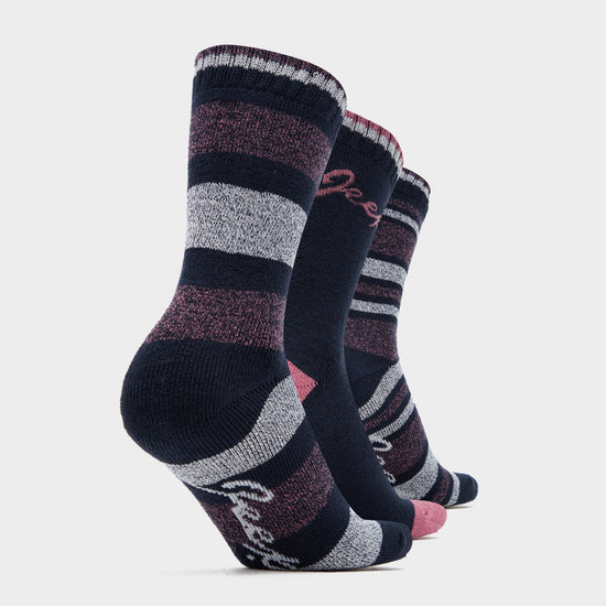 Womens Stripe Socks 3 Pack Navy