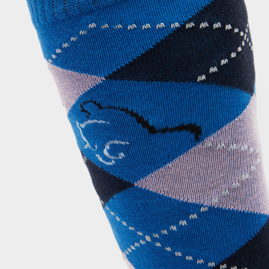 Adults Argyle Cotton Socks Blue