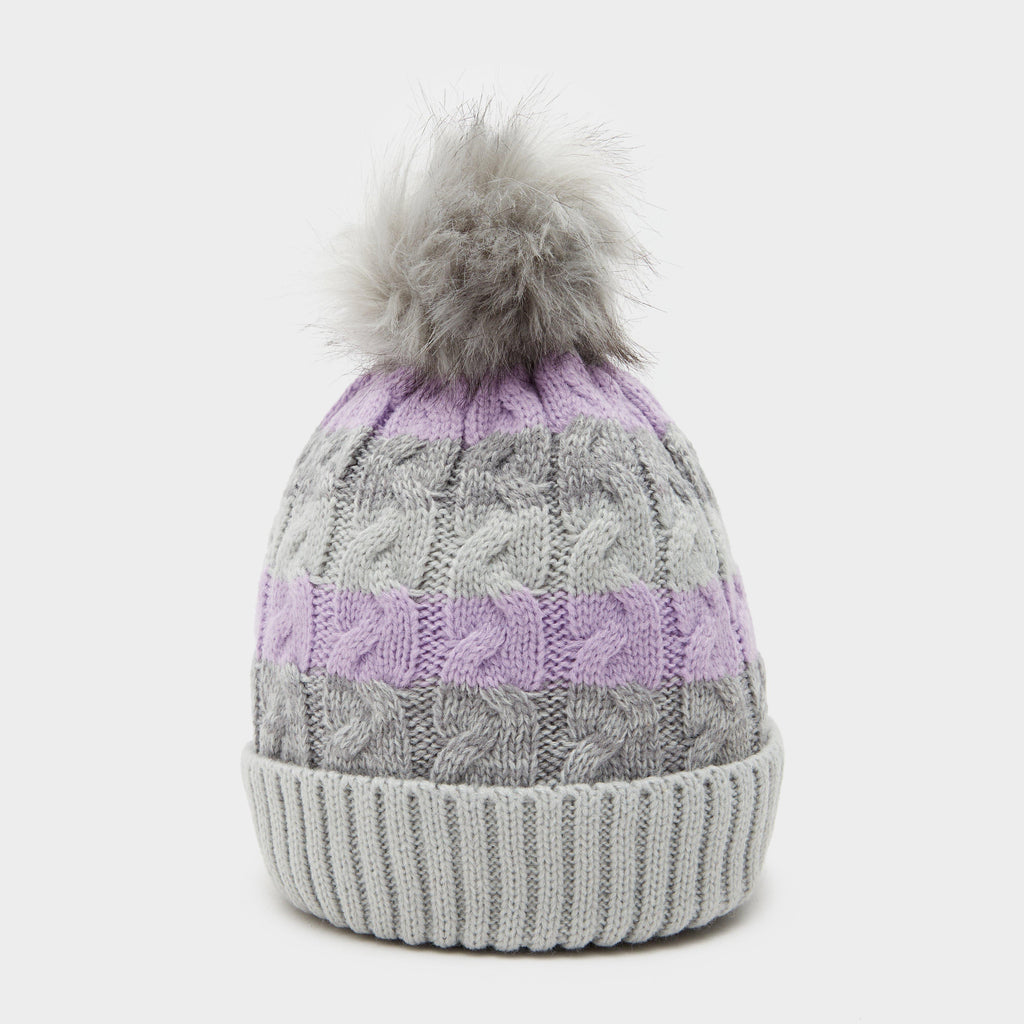 Womens Waterproof LED Pom Hat Grey/Pink/White
