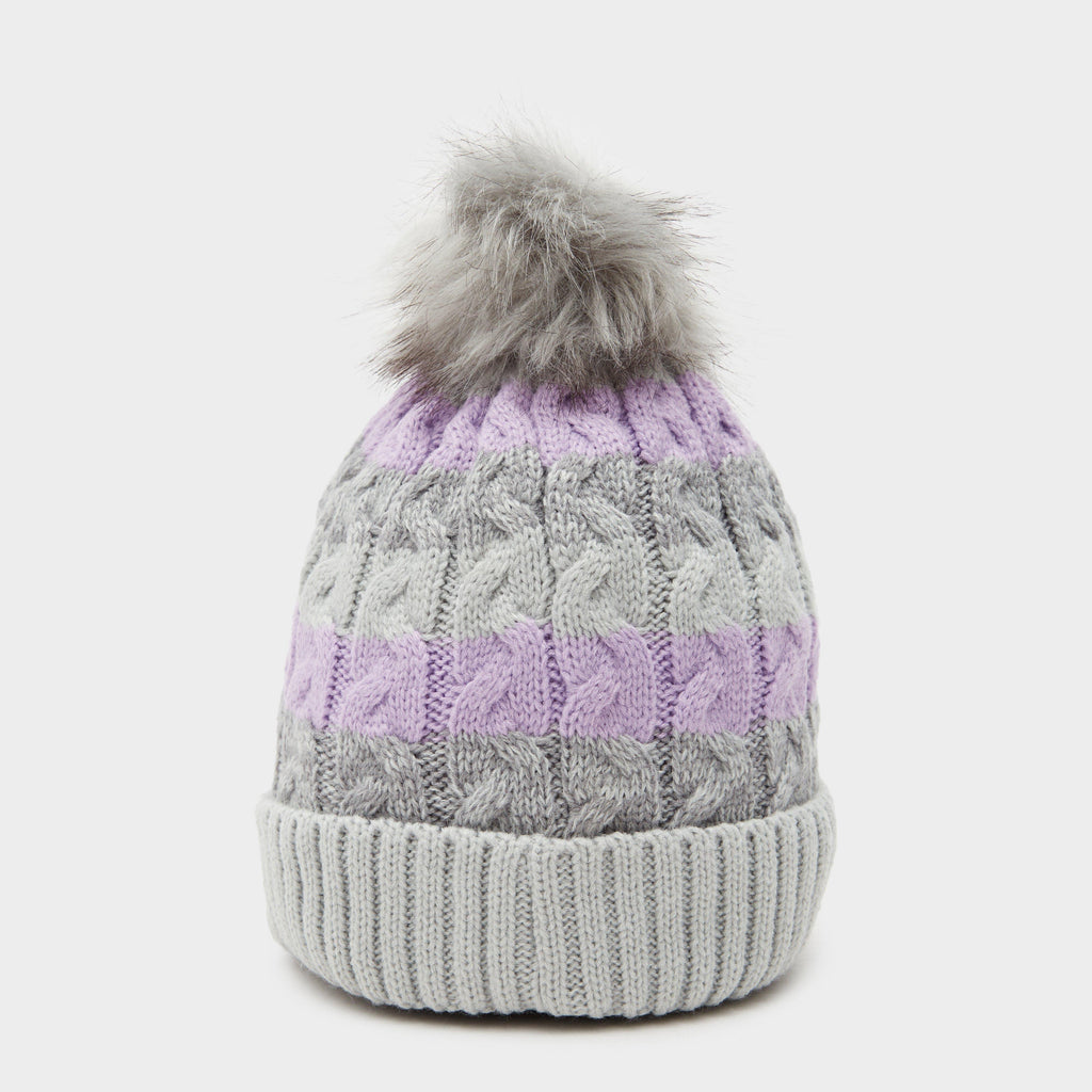 Womens Waterproof LED Pom Hat Grey/Pink/White