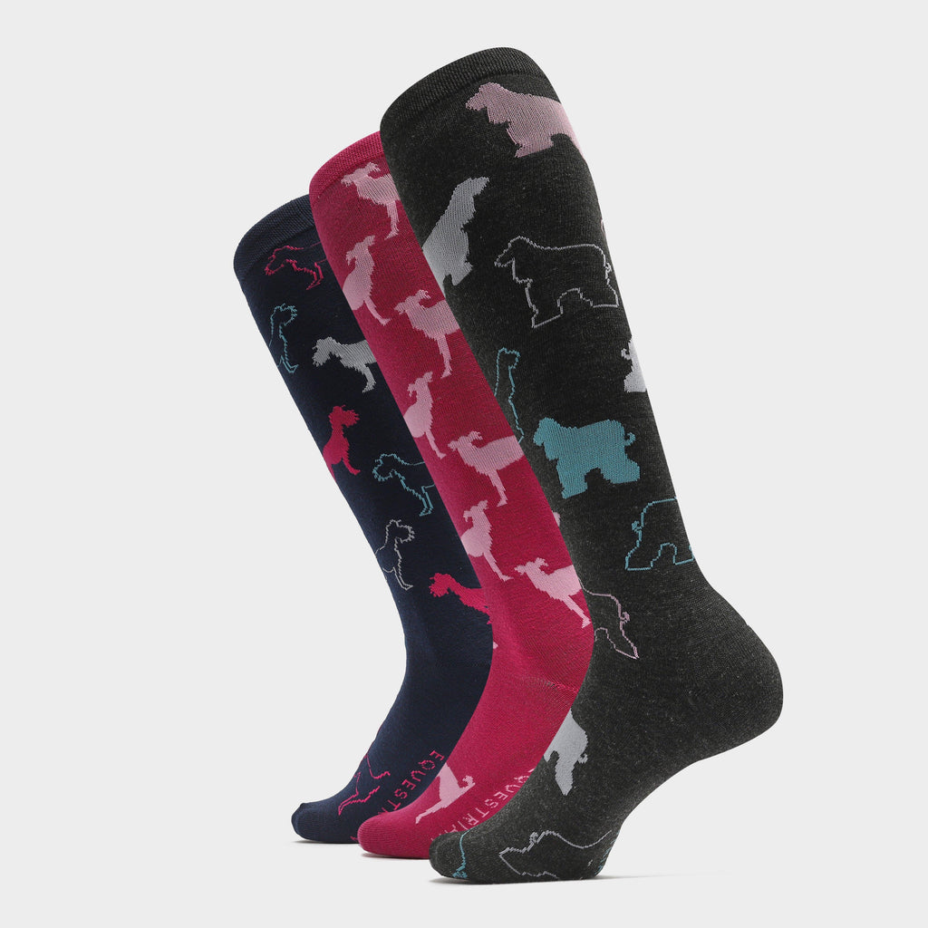 Womens Long Socks 3 Pack Dogs