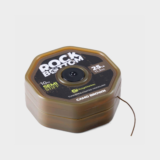 Rock Bottom Tungsten Semi Stiff Coated Hooklink Camo Brown 25lb