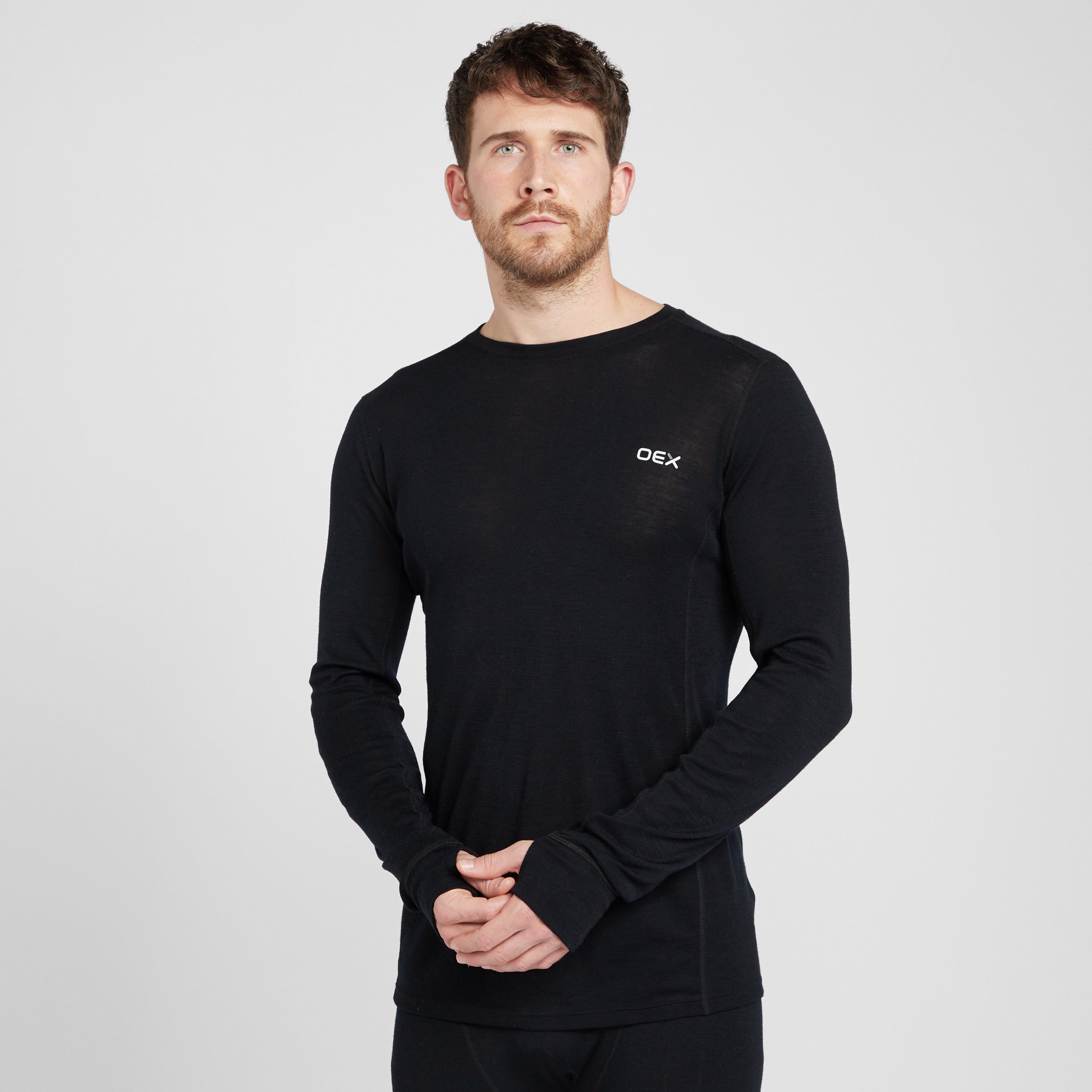 Black OEX Men's Kelso Merino Long Sleeve Baselayer Top – GO Outdoors