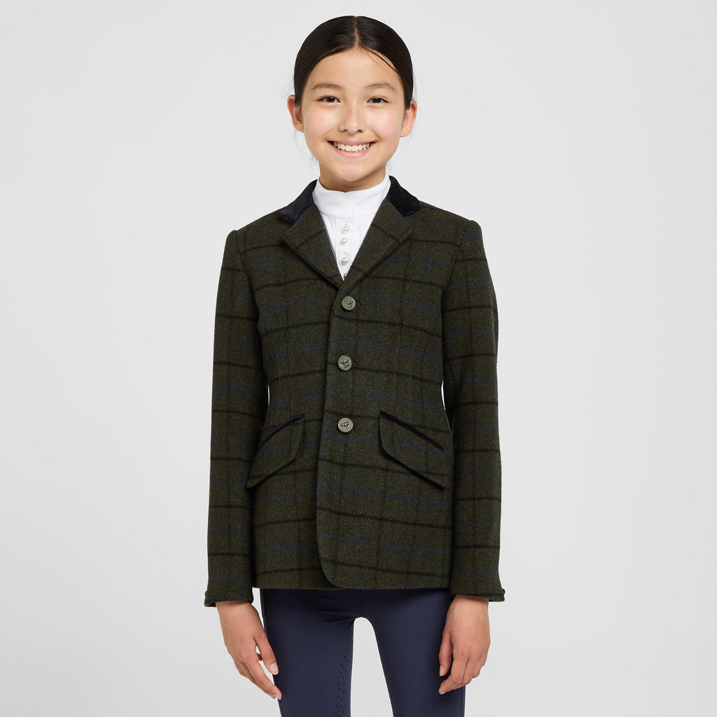 Kids’ Saratoga Tweed Jacket Dark Green Check