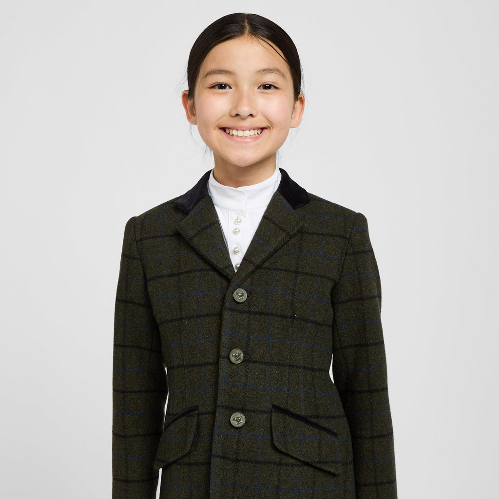 Kids’ Saratoga Tweed Jacket Dark Green Check
