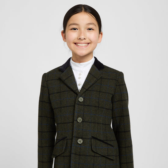 Kids’ Saratoga Tweed Jacket Dark Green Check