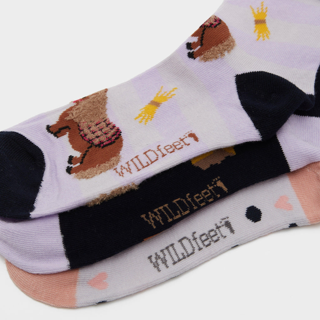Wild Feet Snacky Pony Crew Socks 3 Pack
