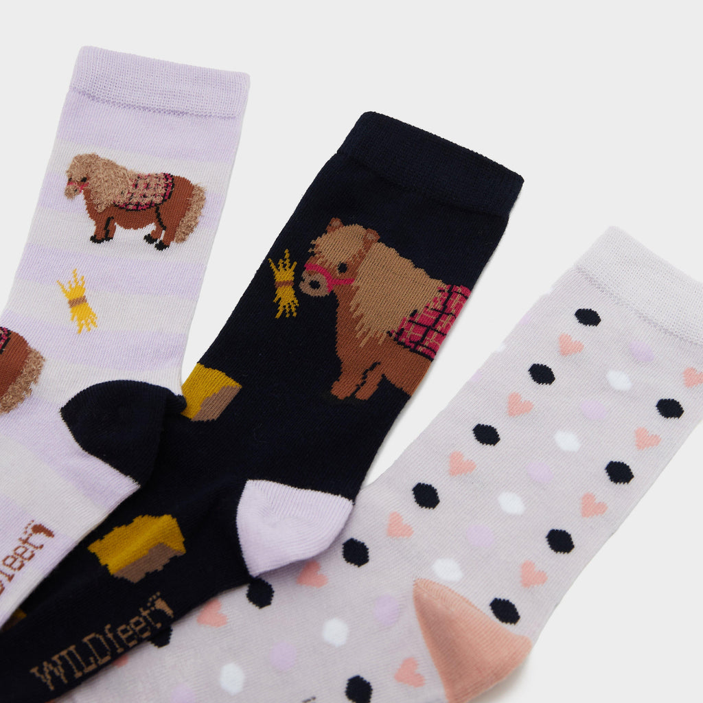 Wild Feet Snacky Pony Crew Socks 3 Pack