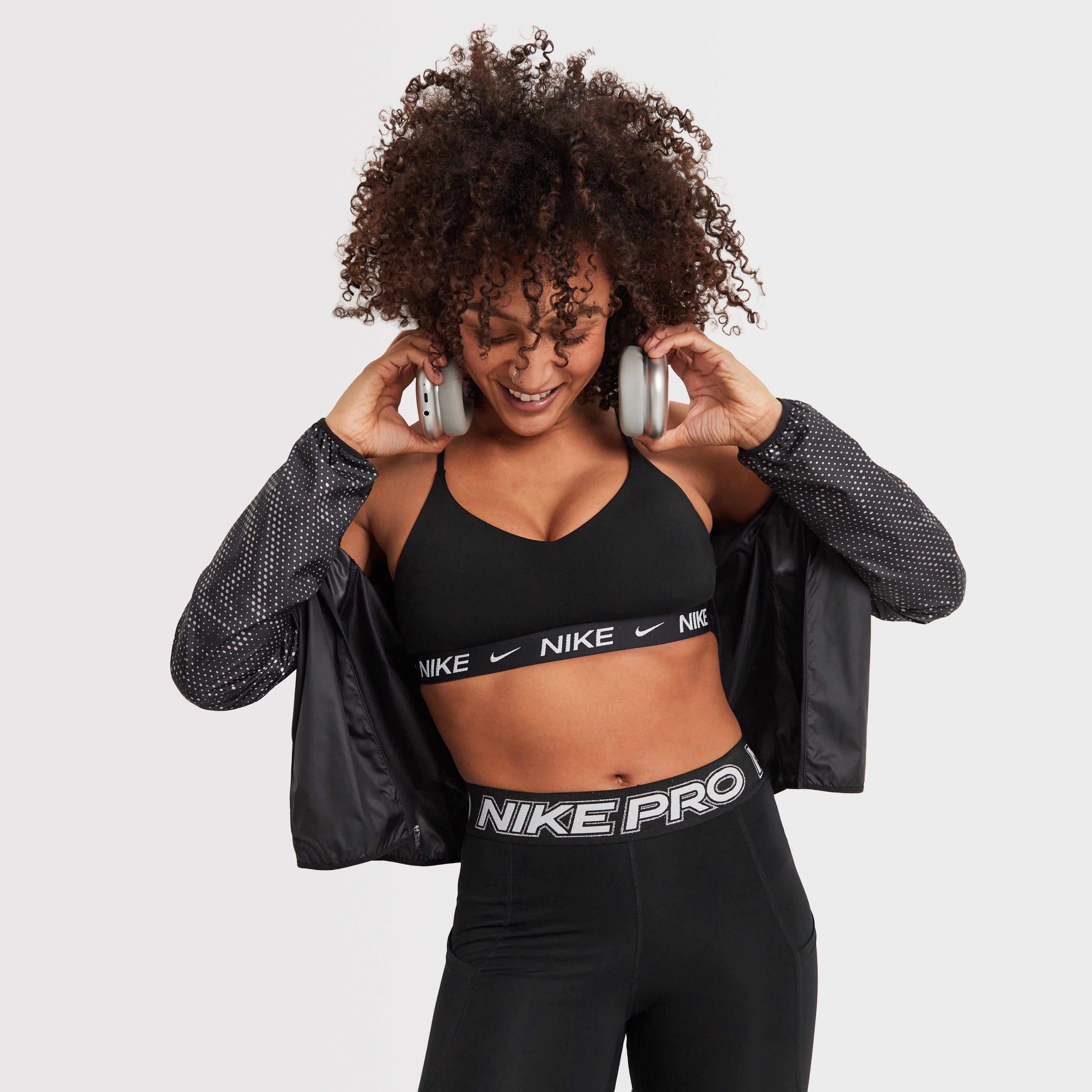 nike training indy light bra in black
