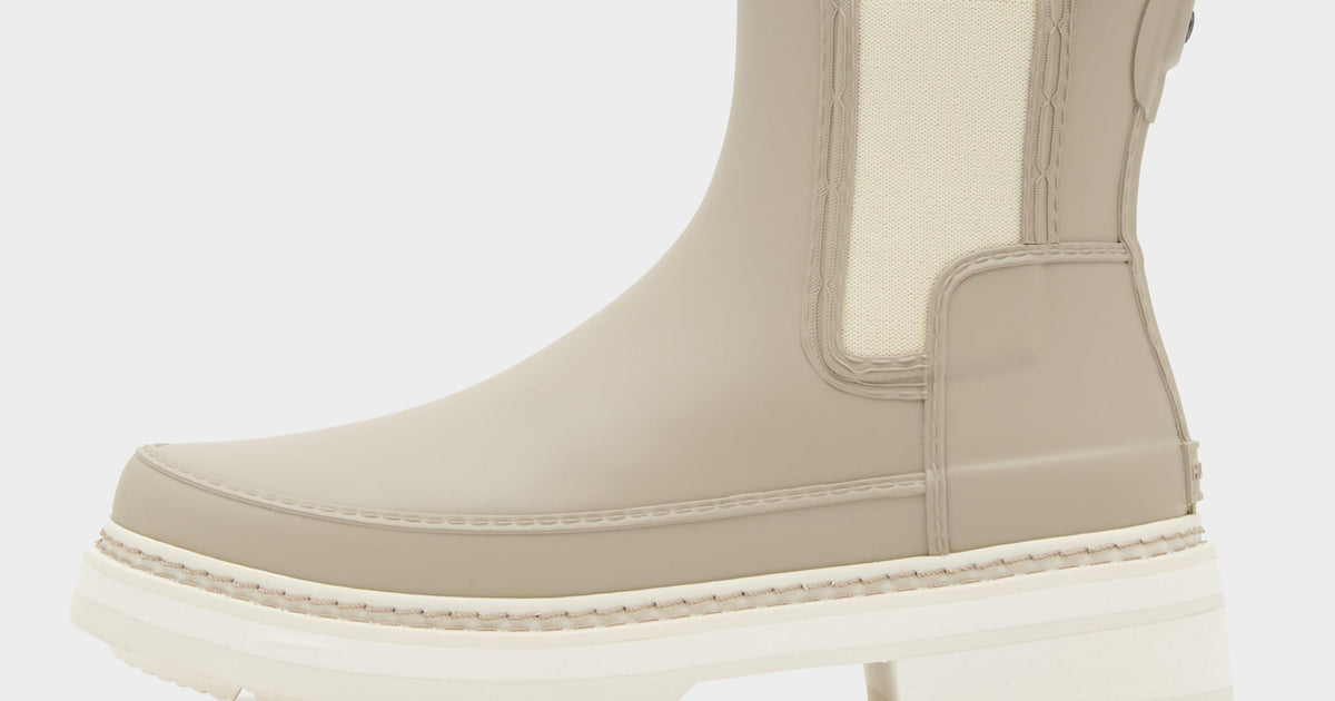 Beige Hunter Women’s Refined Stitch Detail Chelsea Wellington Boots ...
