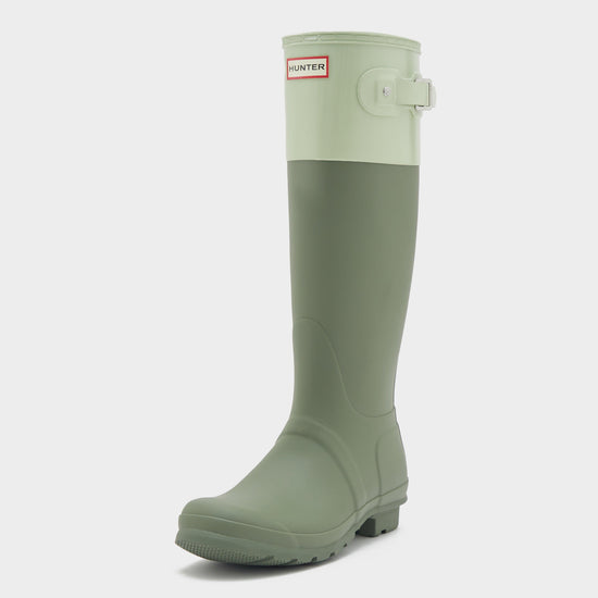 Womens Original Tall Colour Block Wellington Boots Lichen Green/Muffled Green
