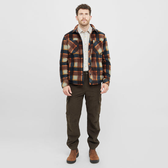 Mens Brucefield Fleece Shacket Brown/Navy