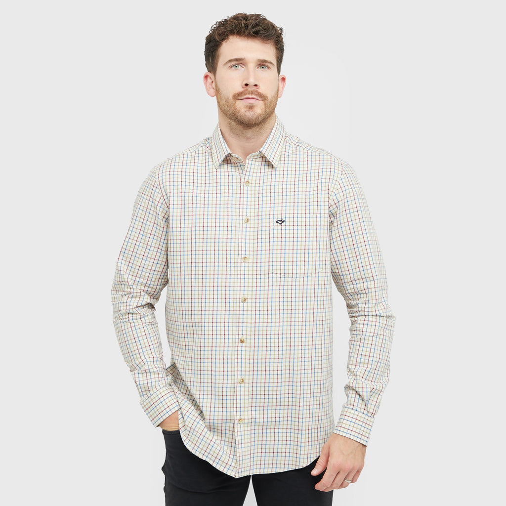 Mens Inverness Cotton Tattersall Shirt White/Blue/Green