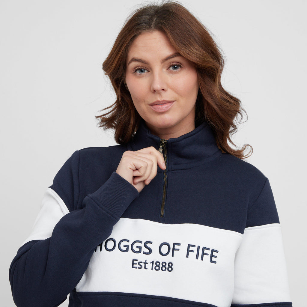 Womens Dumfries 1888 1/4 Zip Sweatshirt Navy/White