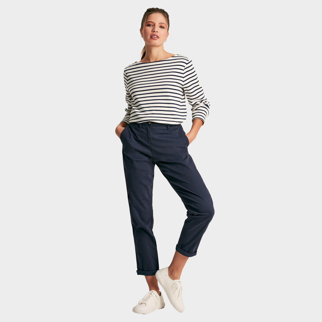 Womens Harbour Striped Boat Neck Breton Top Cream & Navy Striped