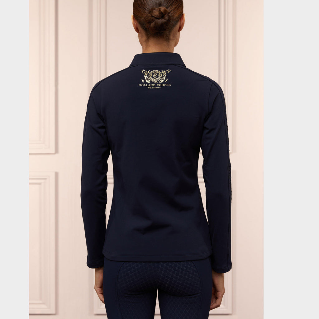 Womens Crystal Zip Sweater Ink Navy