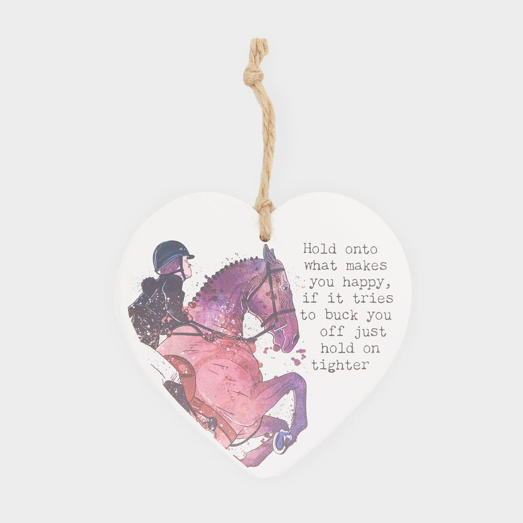 Ceramic Heart Hold On Hanging Plaque