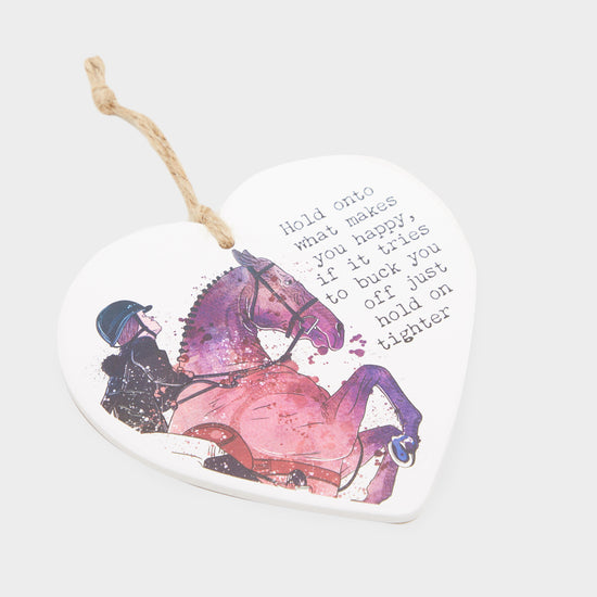 Ceramic Heart Hold On Hanging Plaque