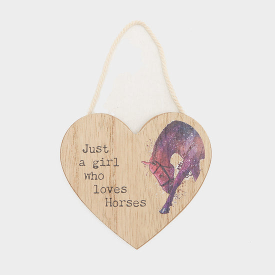 Small Girl Who Loves Horses Hanging Plaque
