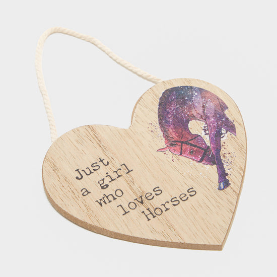 Small Girl Who Loves Horses Hanging Plaque