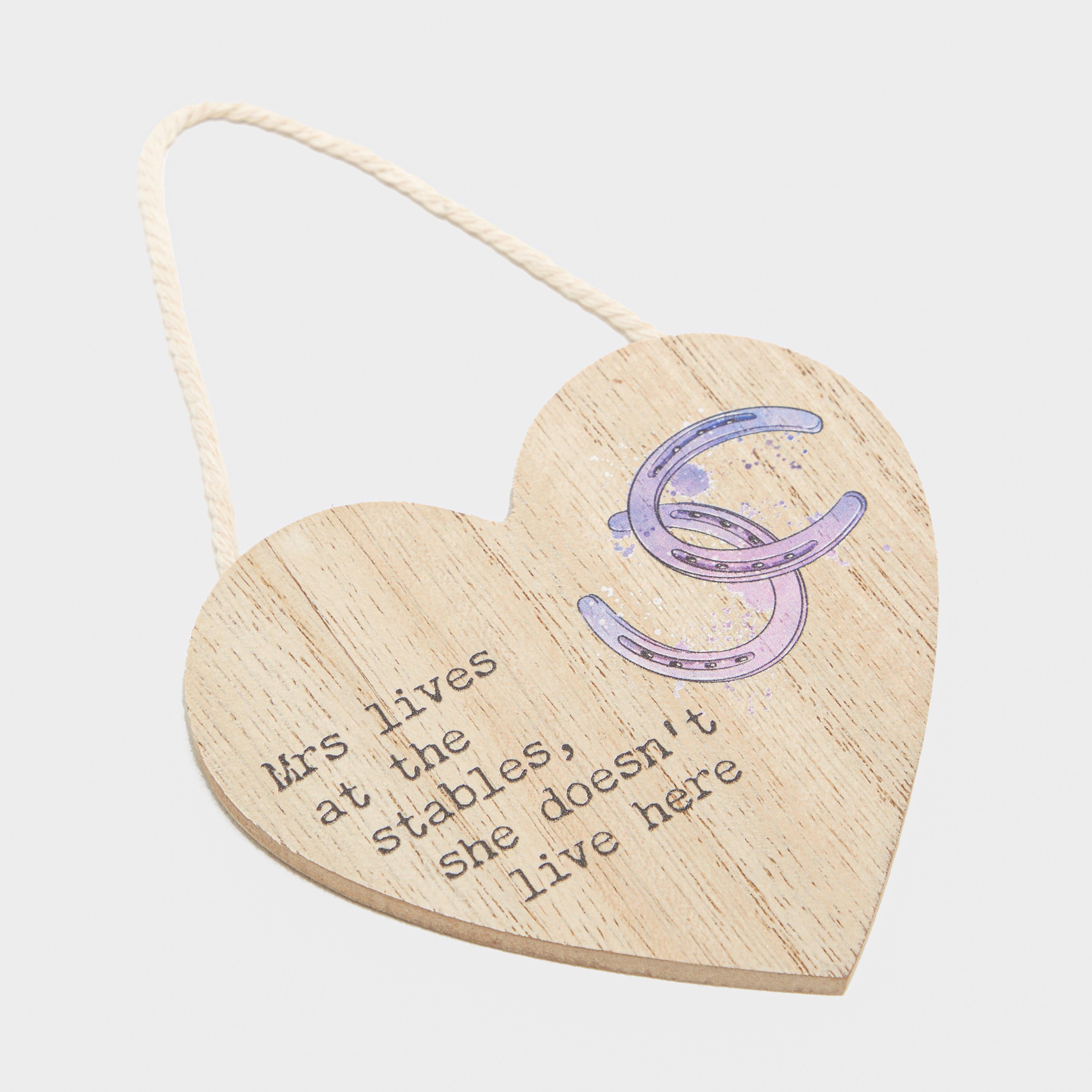 Mrs Lives At The Stables Small Heart Hanging Plaque