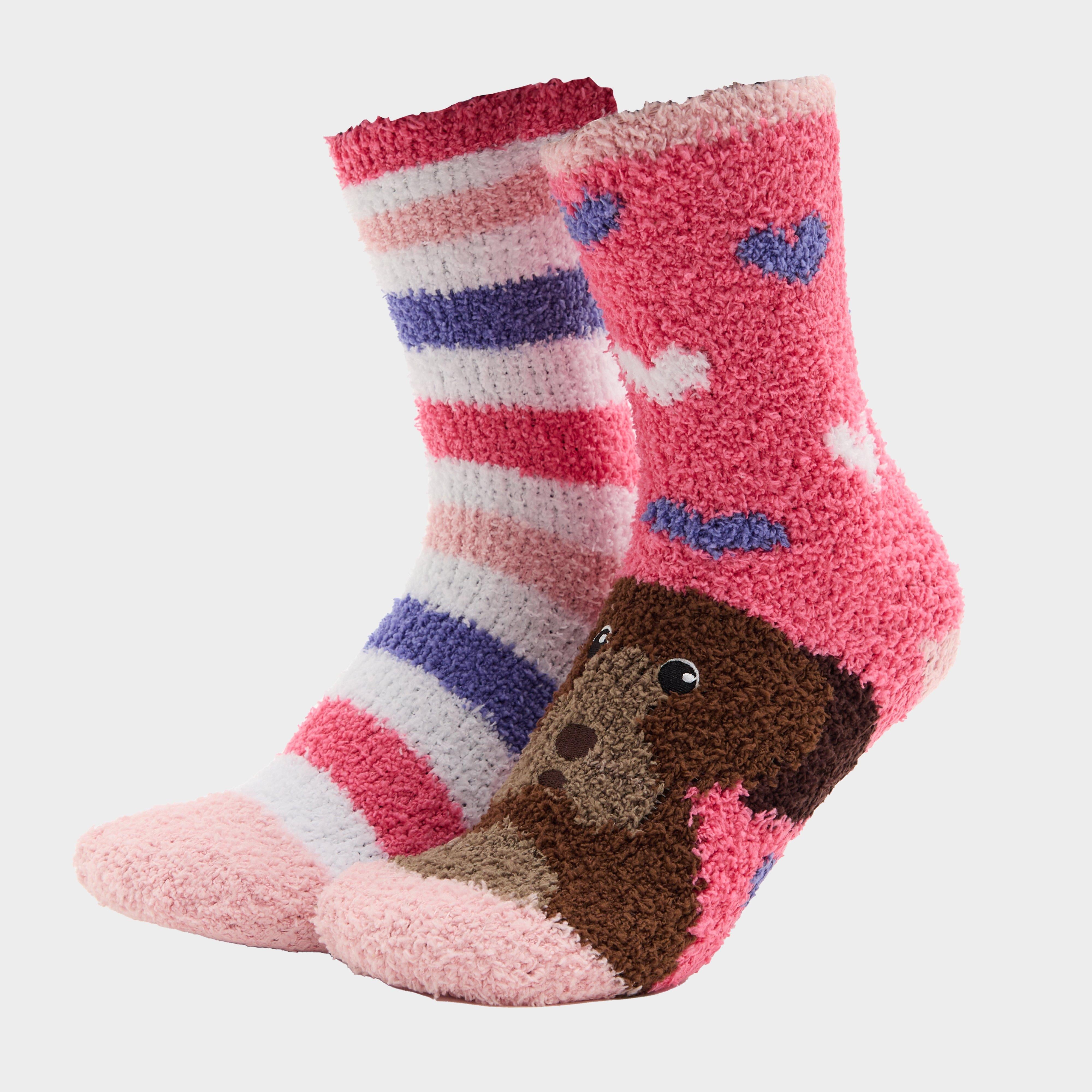 Junior Wild Feet Dog Cosy Lounge Socks 2 Pack