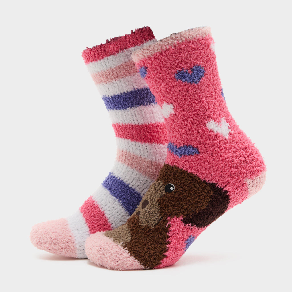 Junior Wild Feet Dog Cosy Lounge Socks 2 Pack