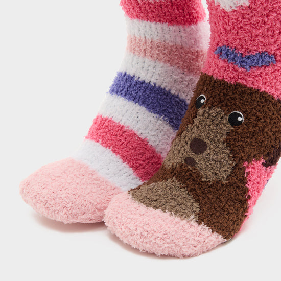 Junior Wild Feet Dog Cosy Lounge Socks 2 Pack