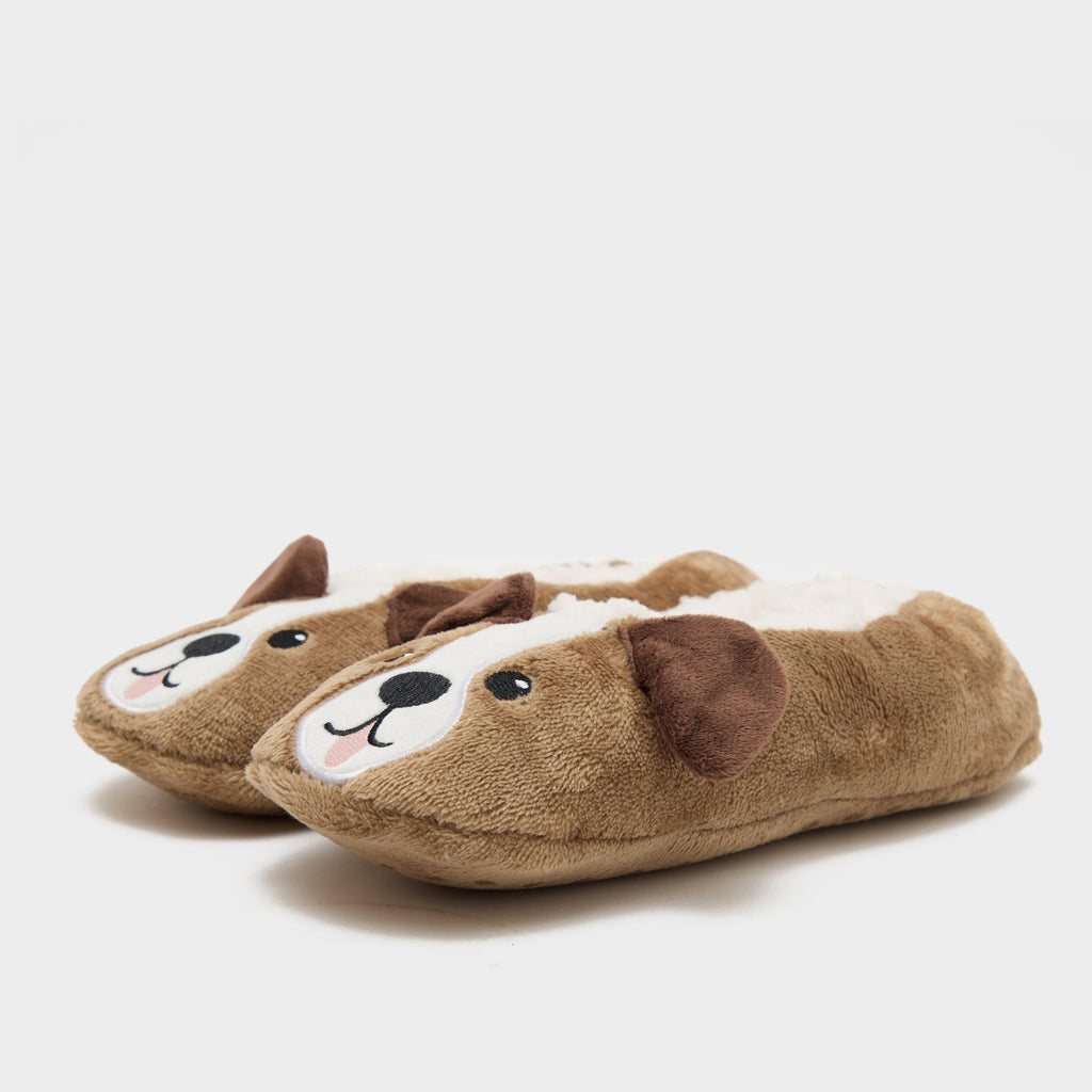 Kids’ Wild Feet Fluffy Footsie Dog Slippers