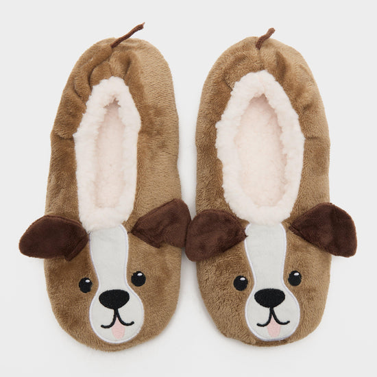 Kids’ Wild Feet Fluffy Footsie Dog Slippers