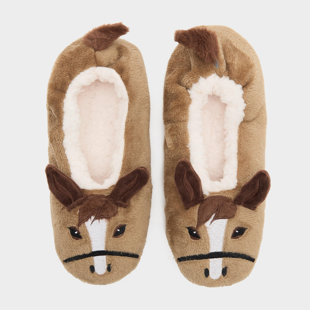 Kids’ Wild Feet Fluffy Footsie Horse Slippers