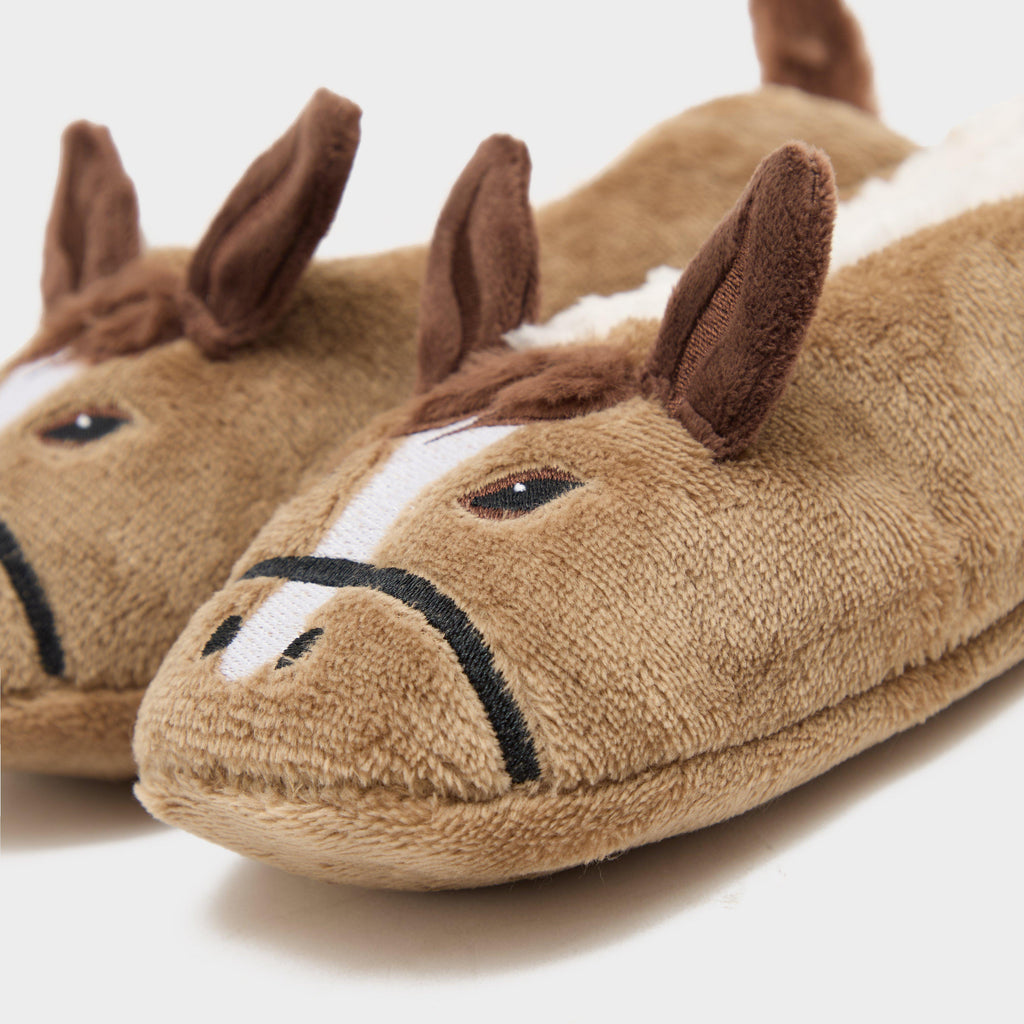 Kids’ Wild Feet Fluffy Footsie Horse Slippers