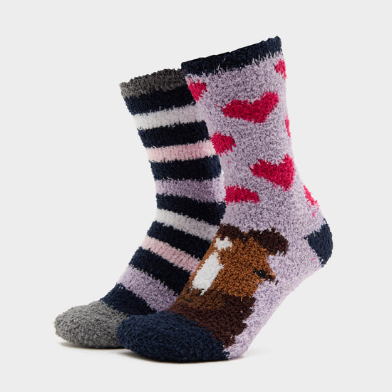 Women’s Wild Feet Pony Cosy Lounge Socks 2 Pack