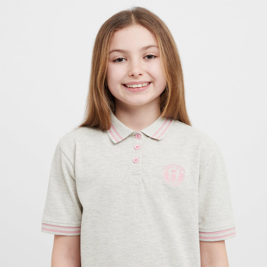 Kids' Ffion Short Sleeved Polo Shirt Grey Marl