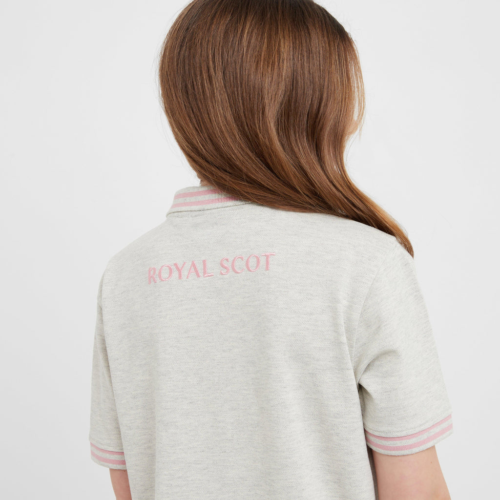 Kids' Ffion Short Sleeved Polo Shirt Grey Marl