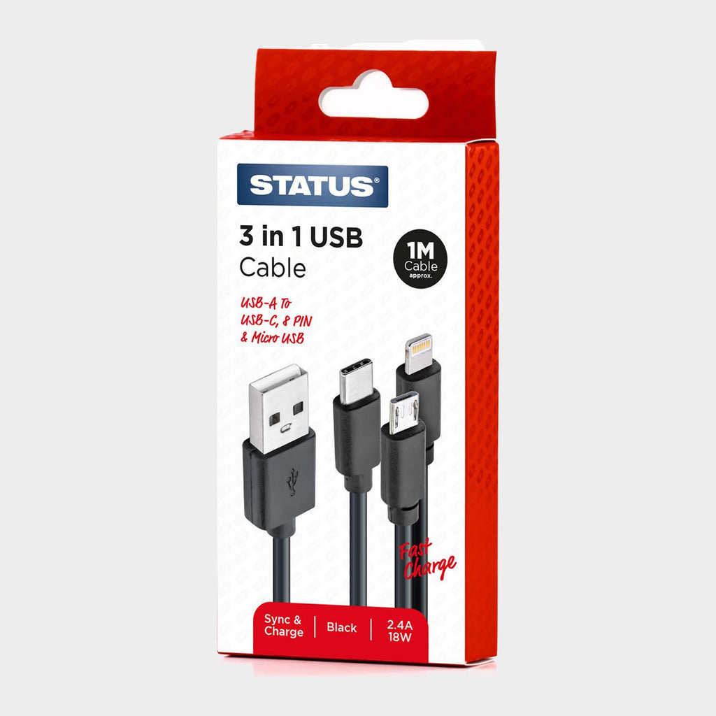 USB-A To Multi Lead PVC Cable 1m