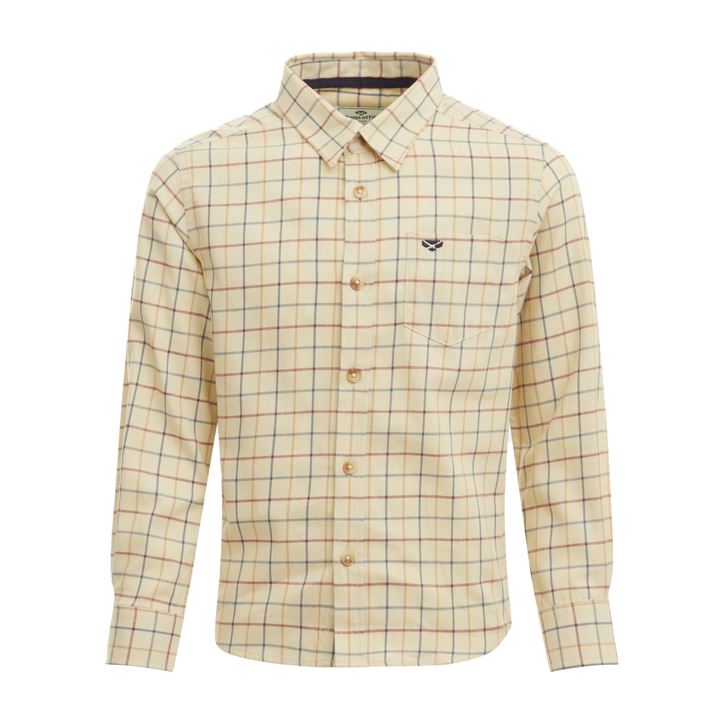Kids Ambassador Premier Tattersall Shirt Ivory/Navy