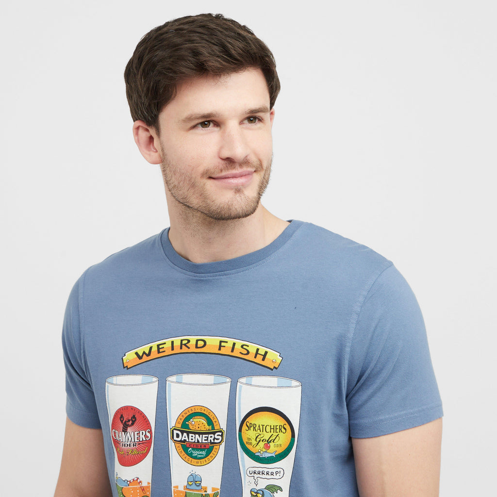 T-shirt Weird Fish Homme Motif Graphique, Bleu, Taille S – Coton Doux Et Léger, Parfait Pour L'été