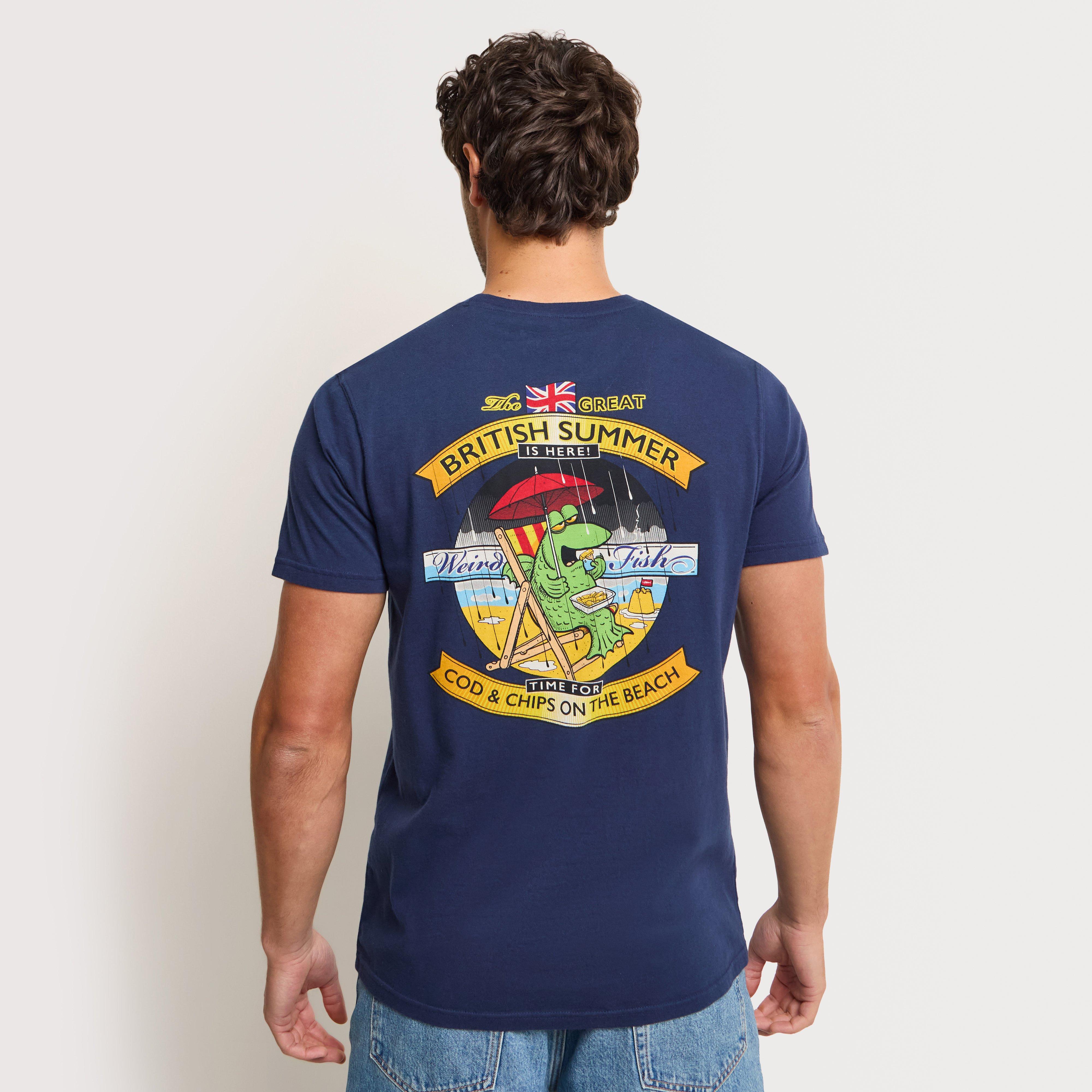 Navy Weird Fish Men's Cod and Chips Back Print Artist T-Shirt – GO