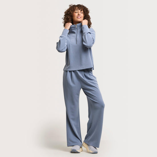 Women's Sand Wash Half Zip Crop Sweatshirt