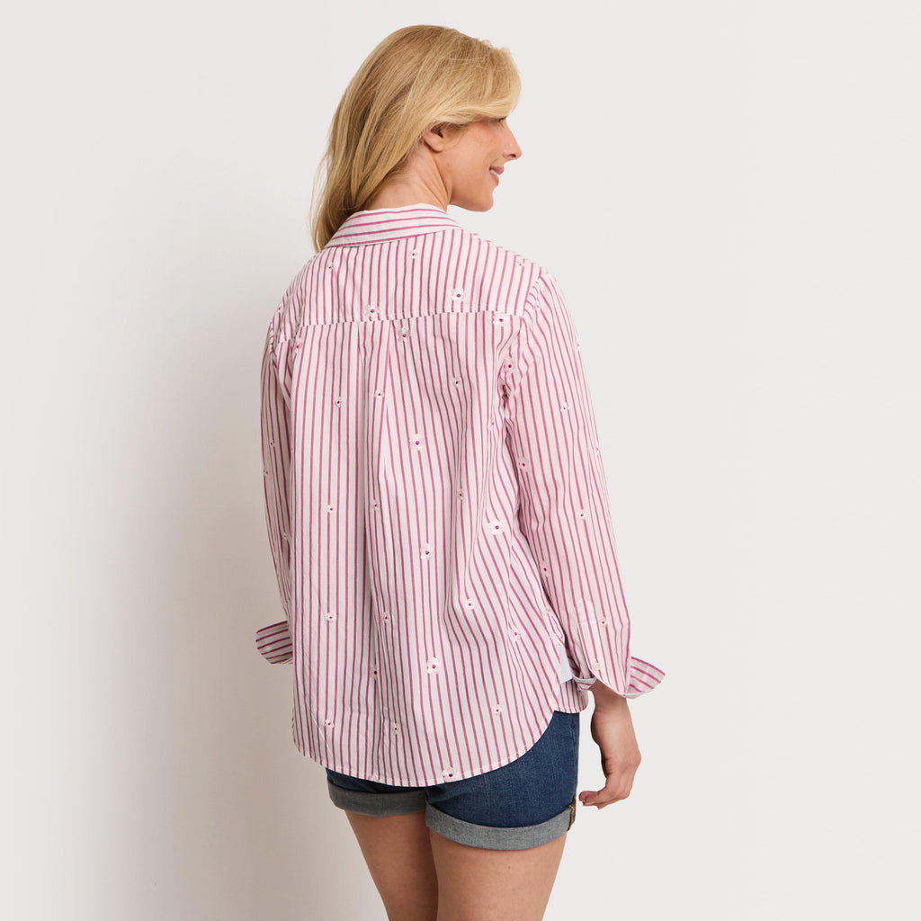 Women's Relaxed Fit Embroidered Cotton Poplin Shirt