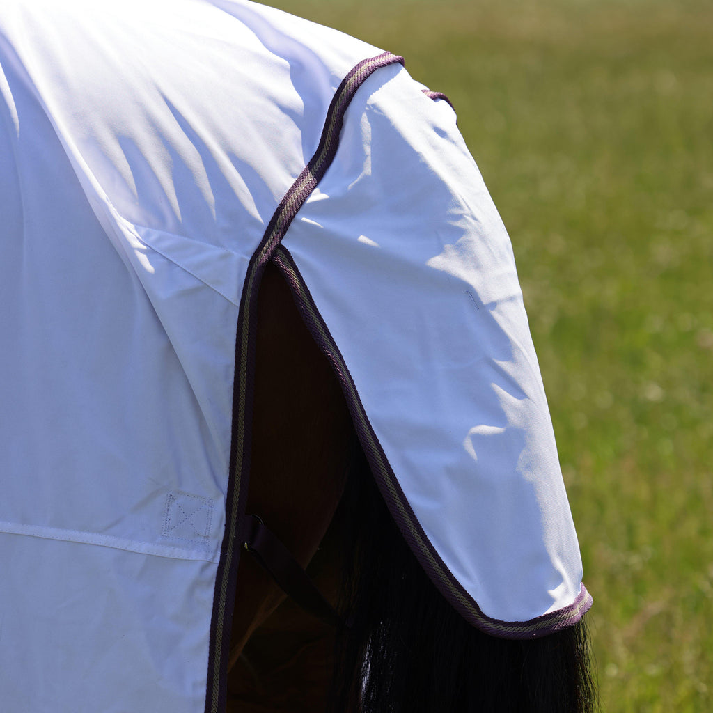 Shires Highlander Plus Fly Sheet Combo Neck Rug White/Black Cherry