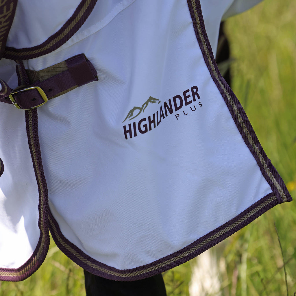 Shires Highlander Plus Fly Sheet Combo Neck Rug White/Black Cherry
