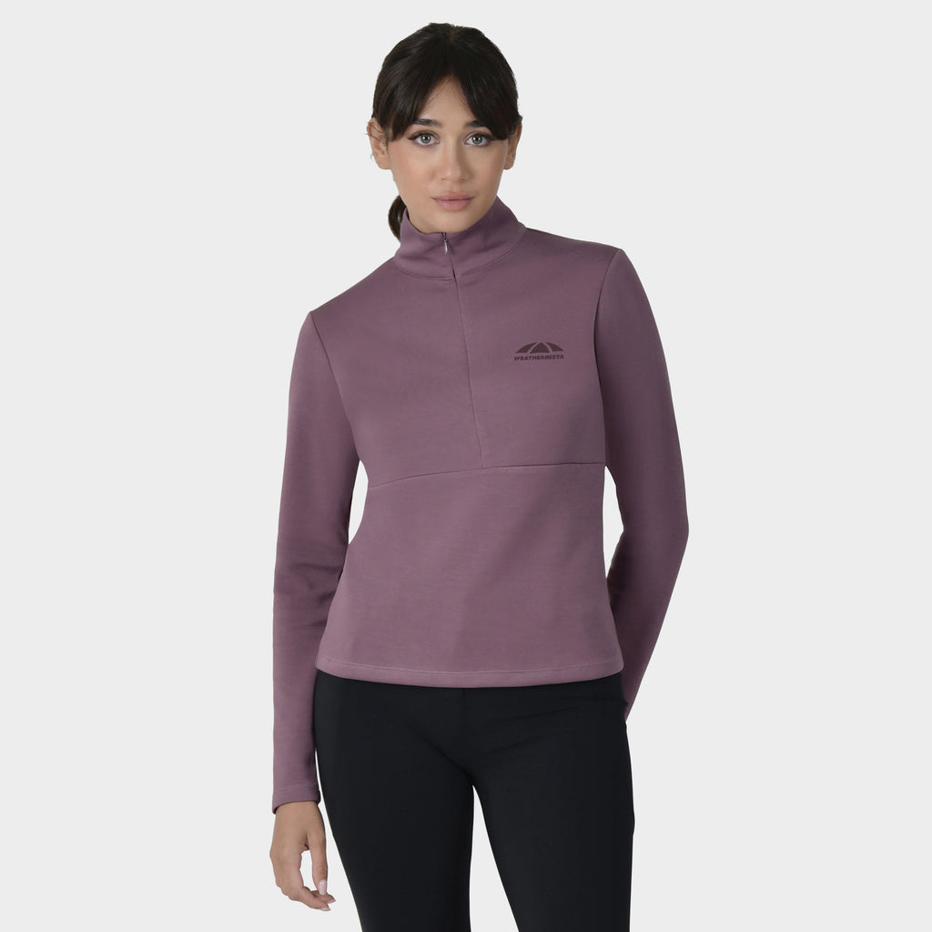 Women's Half Zip Long Sleeve Mid Layer | Mauve Wine