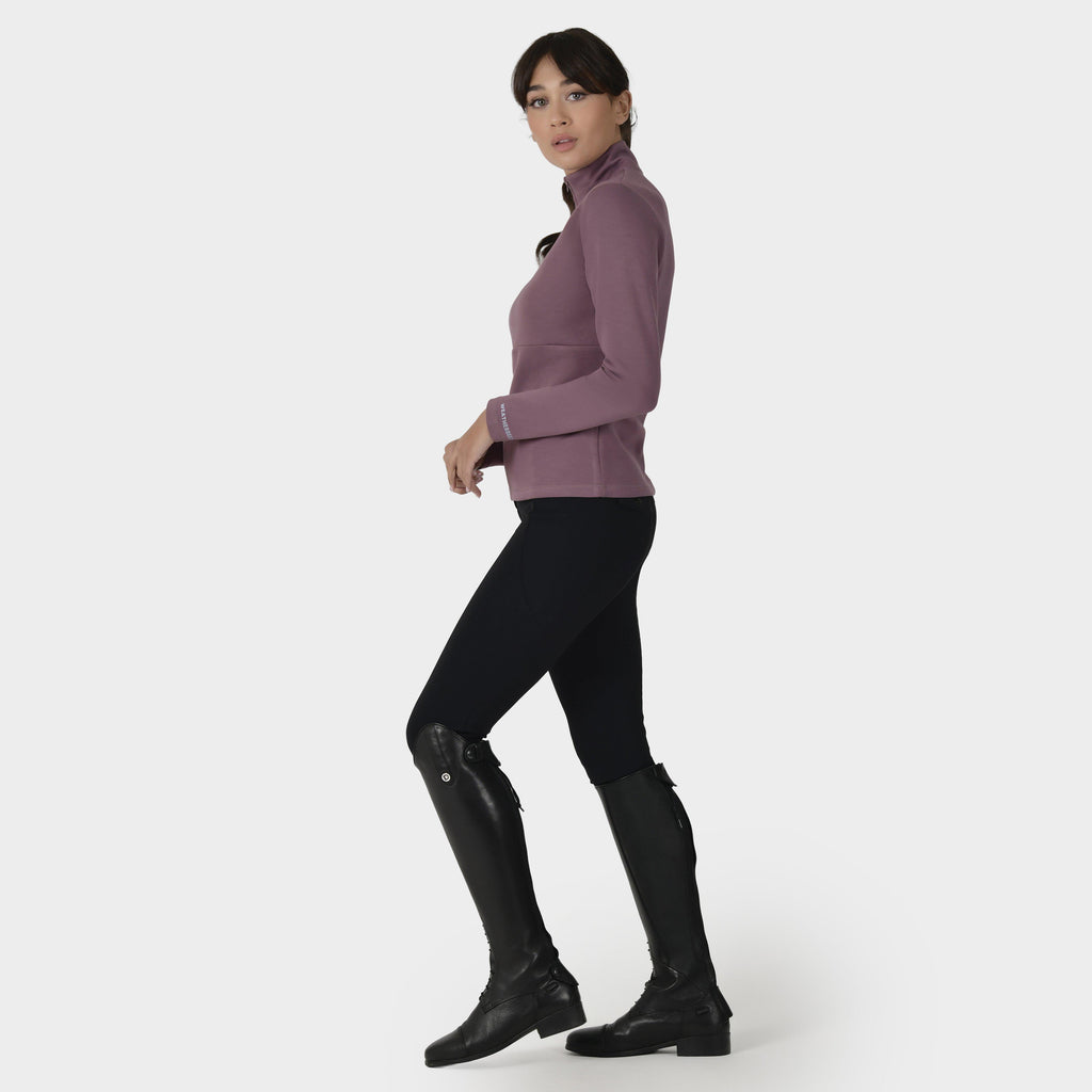 Women's Half Zip Long Sleeve Mid Layer | Mauve Wine