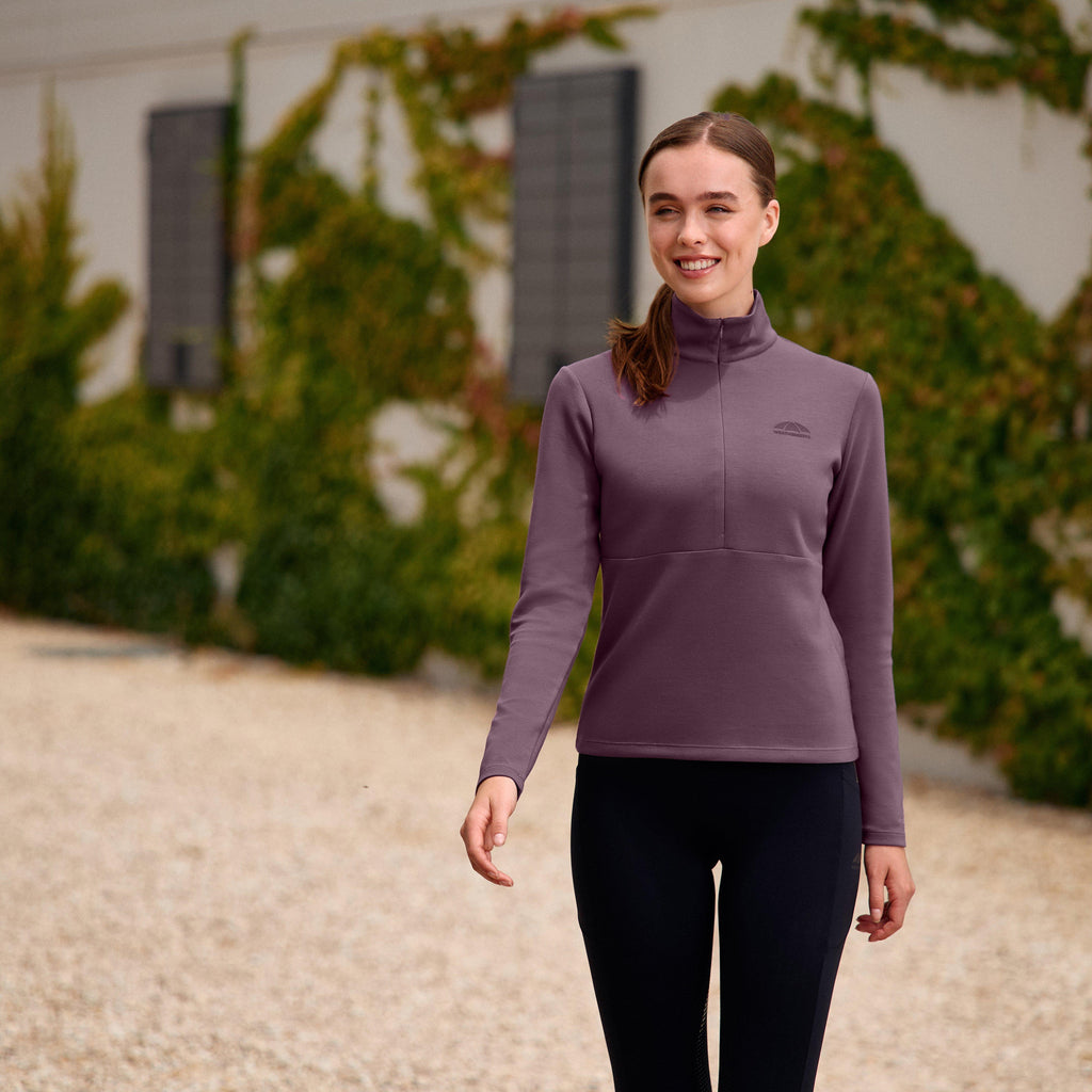 Women's Half Zip Long Sleeve Mid Layer | Mauve Wine
