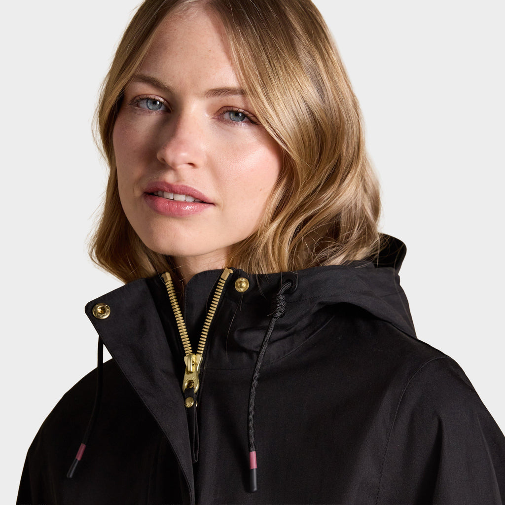 Portwell Black Hooded Waterproof Raincoat