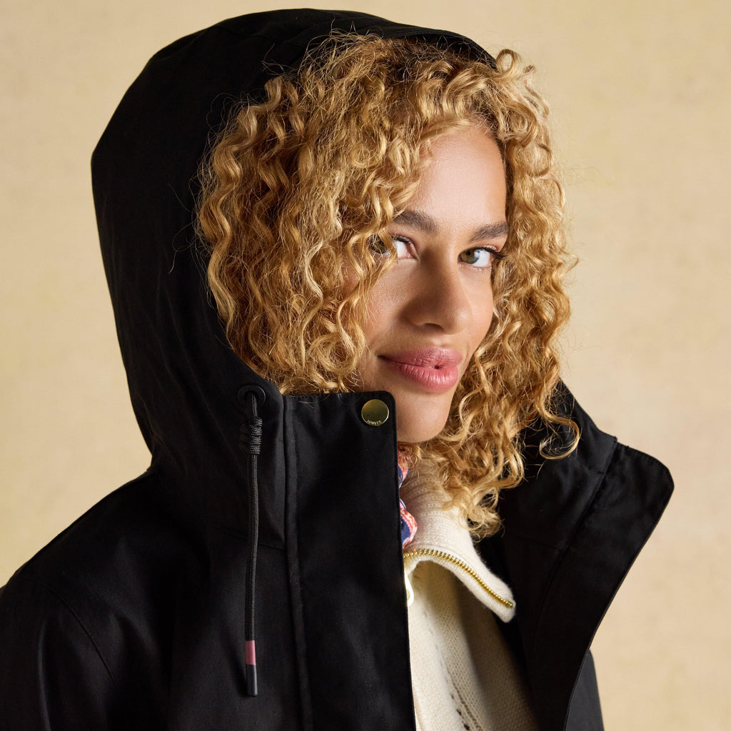 Portwell Black Hooded Waterproof Raincoat